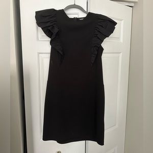 Express ruffle shoulder detail dress